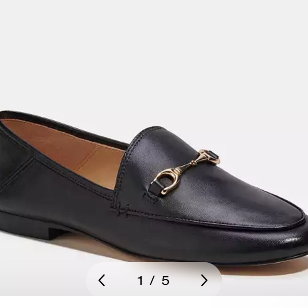 Coach Black and Gold Leather Loafers